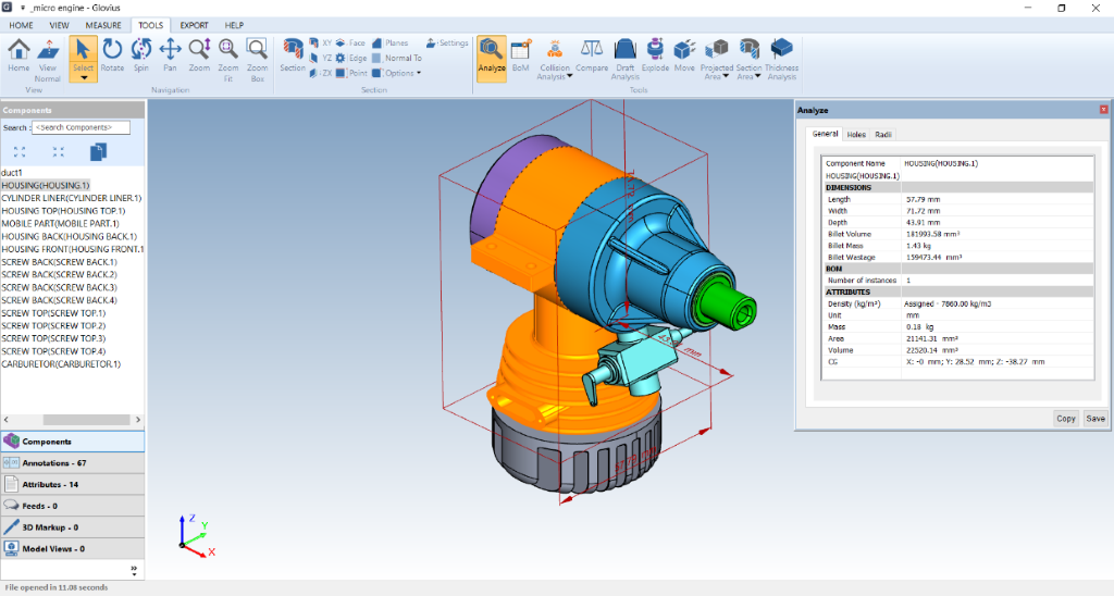Glovius Analyze Tool