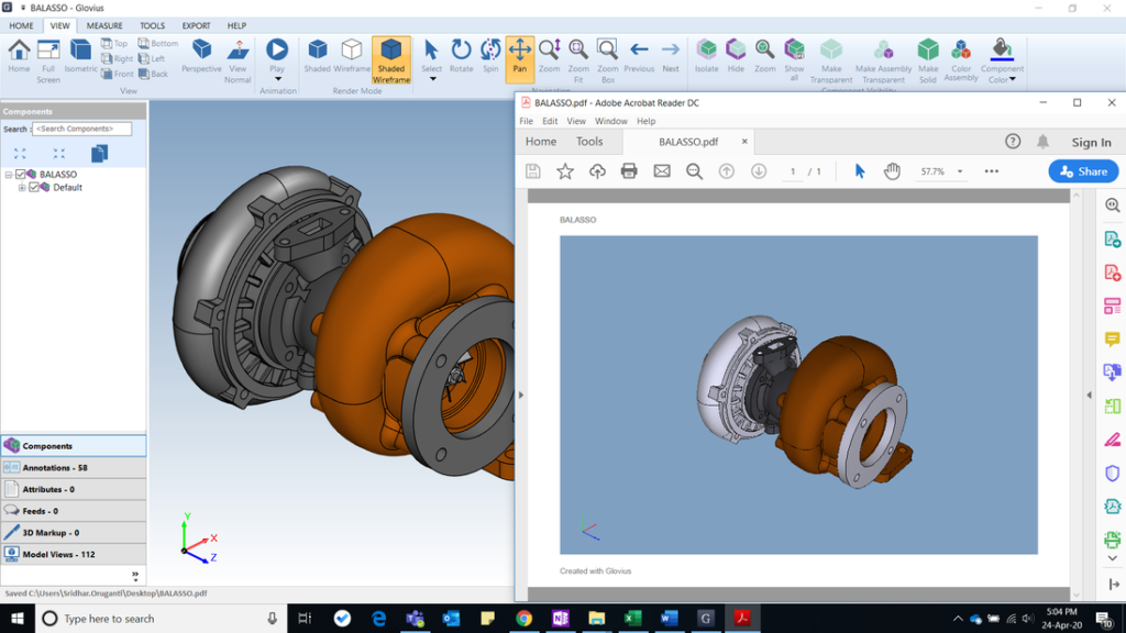 Export 3d components to  3D pdf