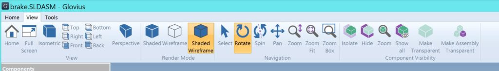 Component visibility tools in Glovius