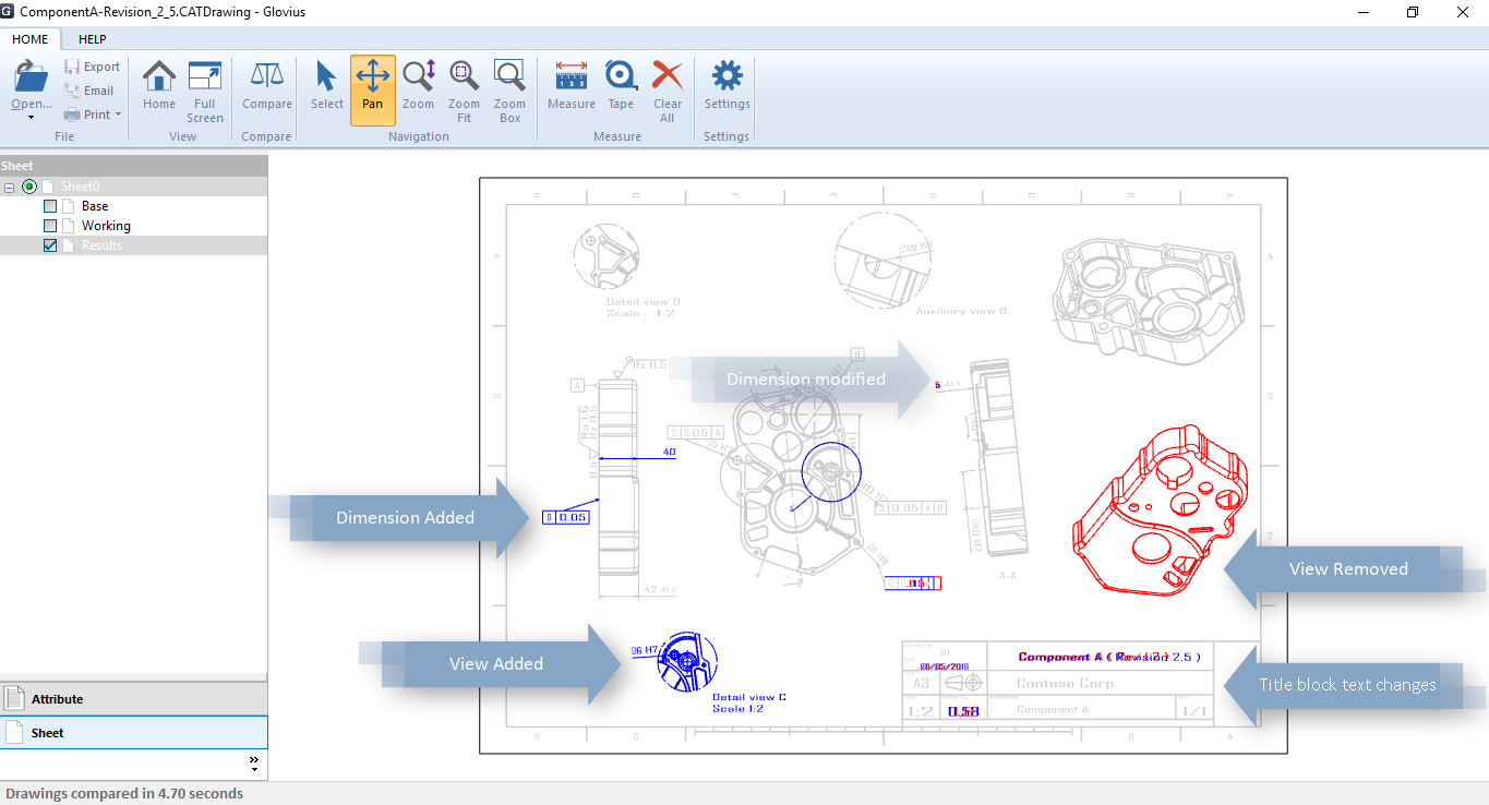 View CATDrawing files. Measure and Export to PDF - Glovius
