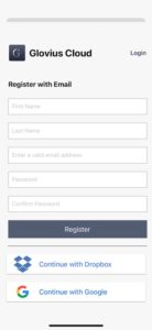 Register with Email on Glovius Cloud