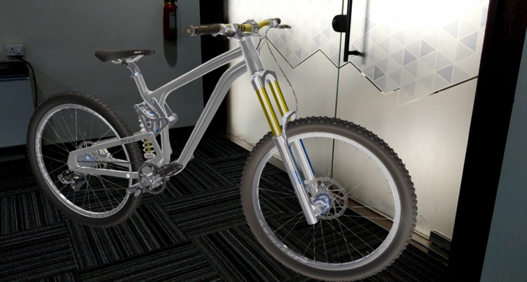 View cycle model on Glovius AR for Android smartphone