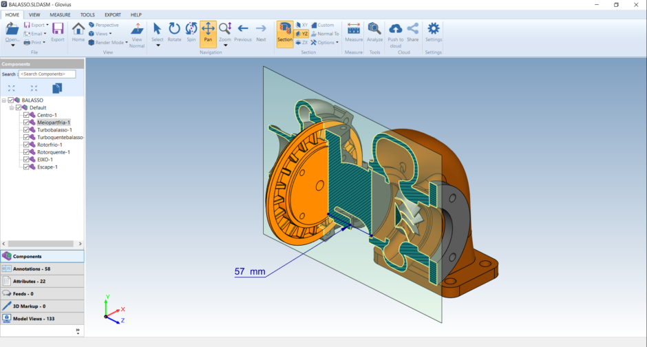 open STEP files and cut sections