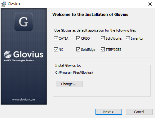 Installation of glovius