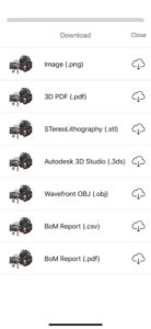 Download CAD file to 3DPDF, STL, 3DS, OBJ, DAE, and FBX formats