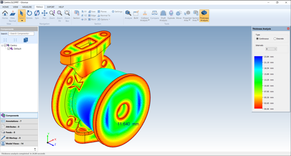 analyze CATIA files. perform thickness analysis, clash analysis, and draft analysis on CATPART and CATPRODUCT files. 